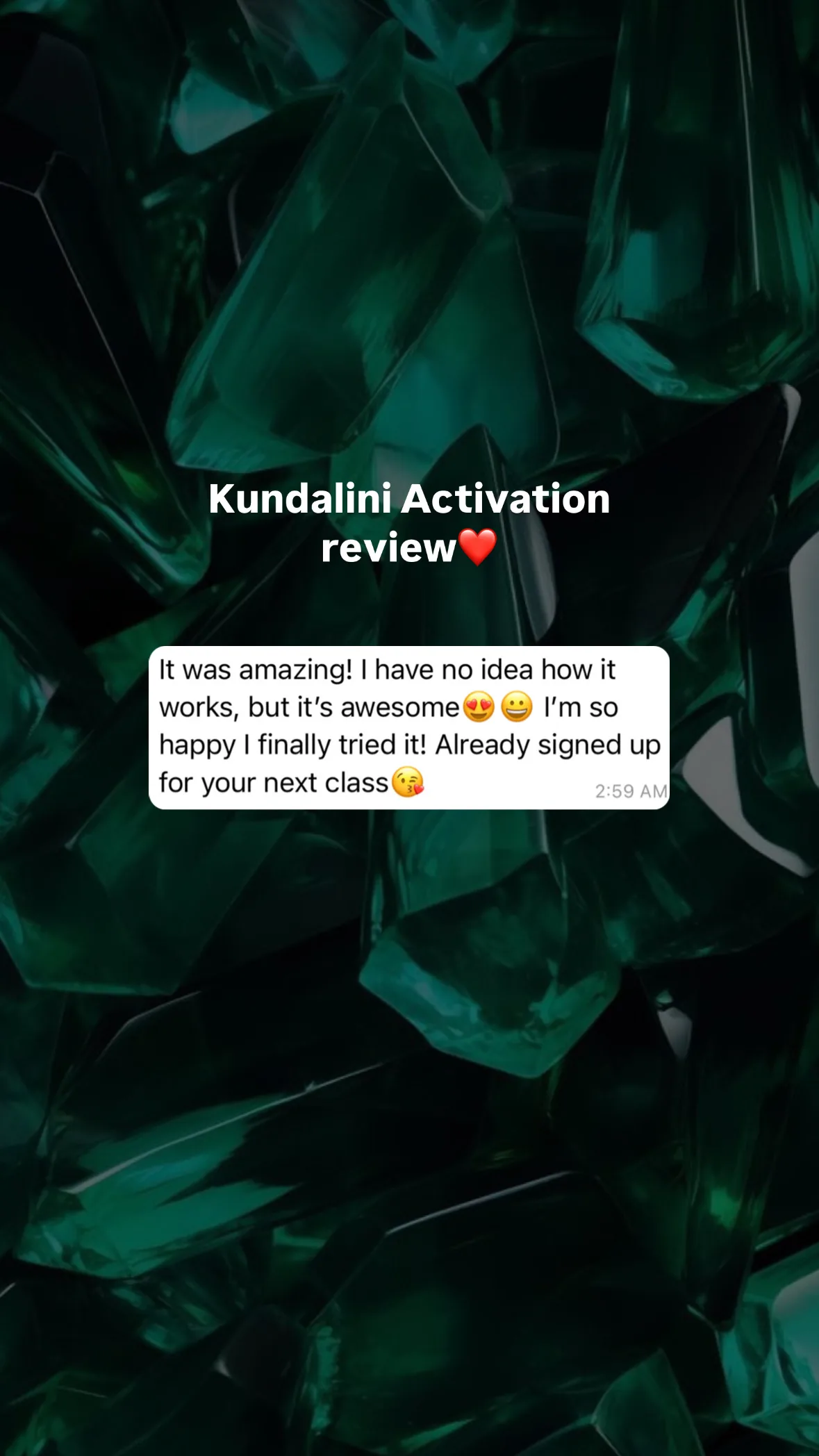 Message from a Kundalini Activation participant, shared by Alina