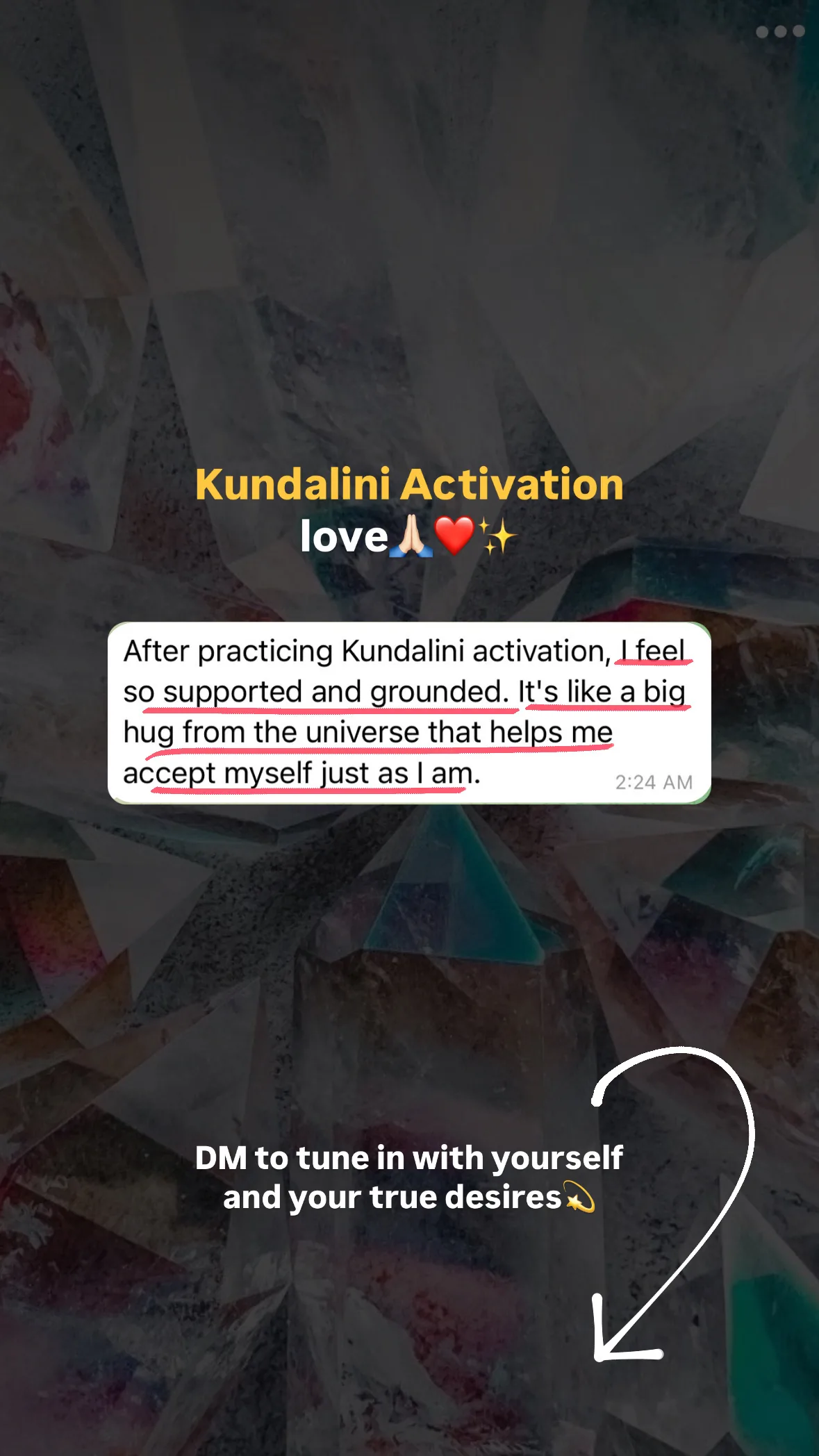 Message from a Kundalini Activation participant, shared by Alina