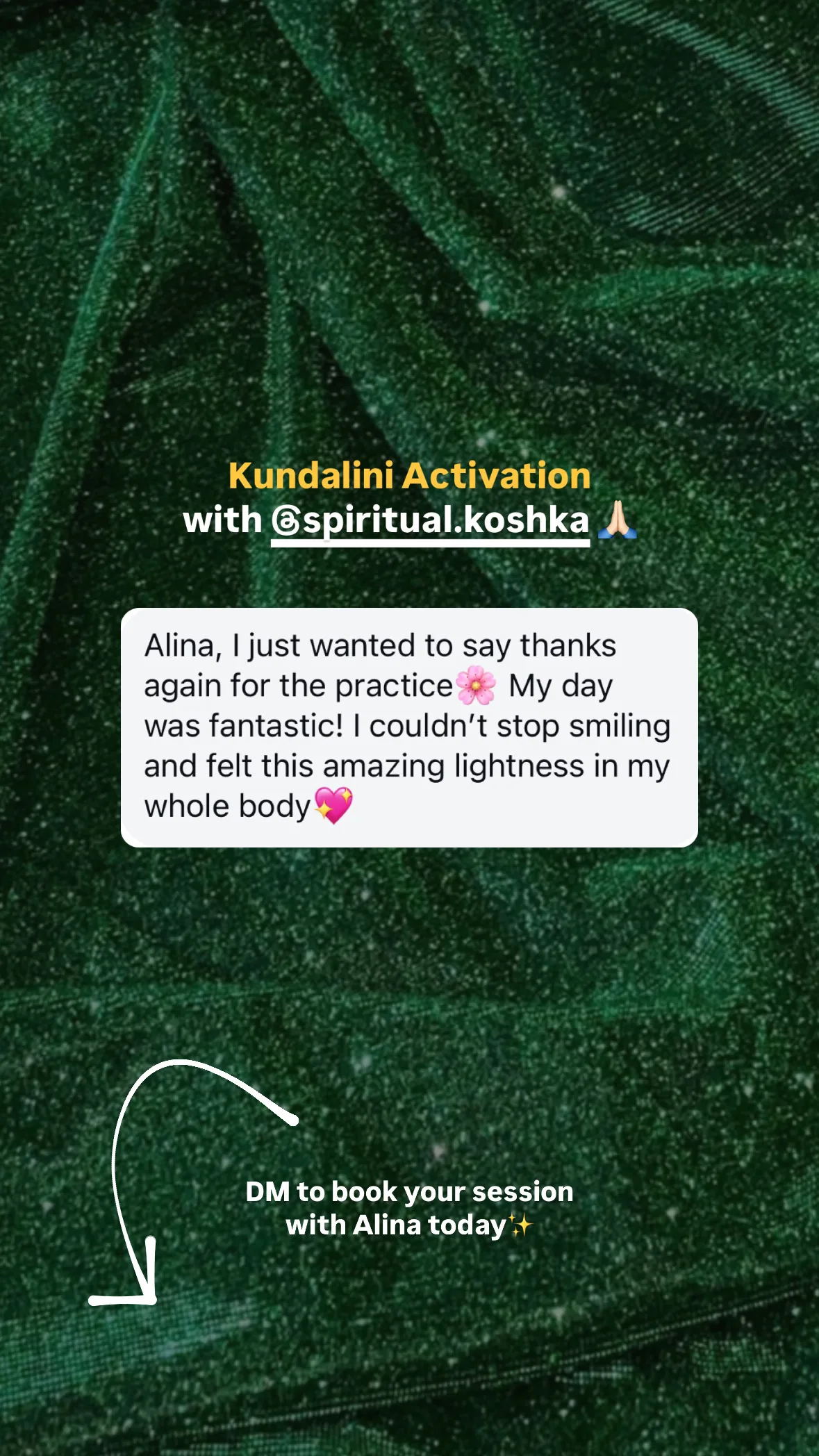 Message from a Kundalini Activation participant, shared by Alina