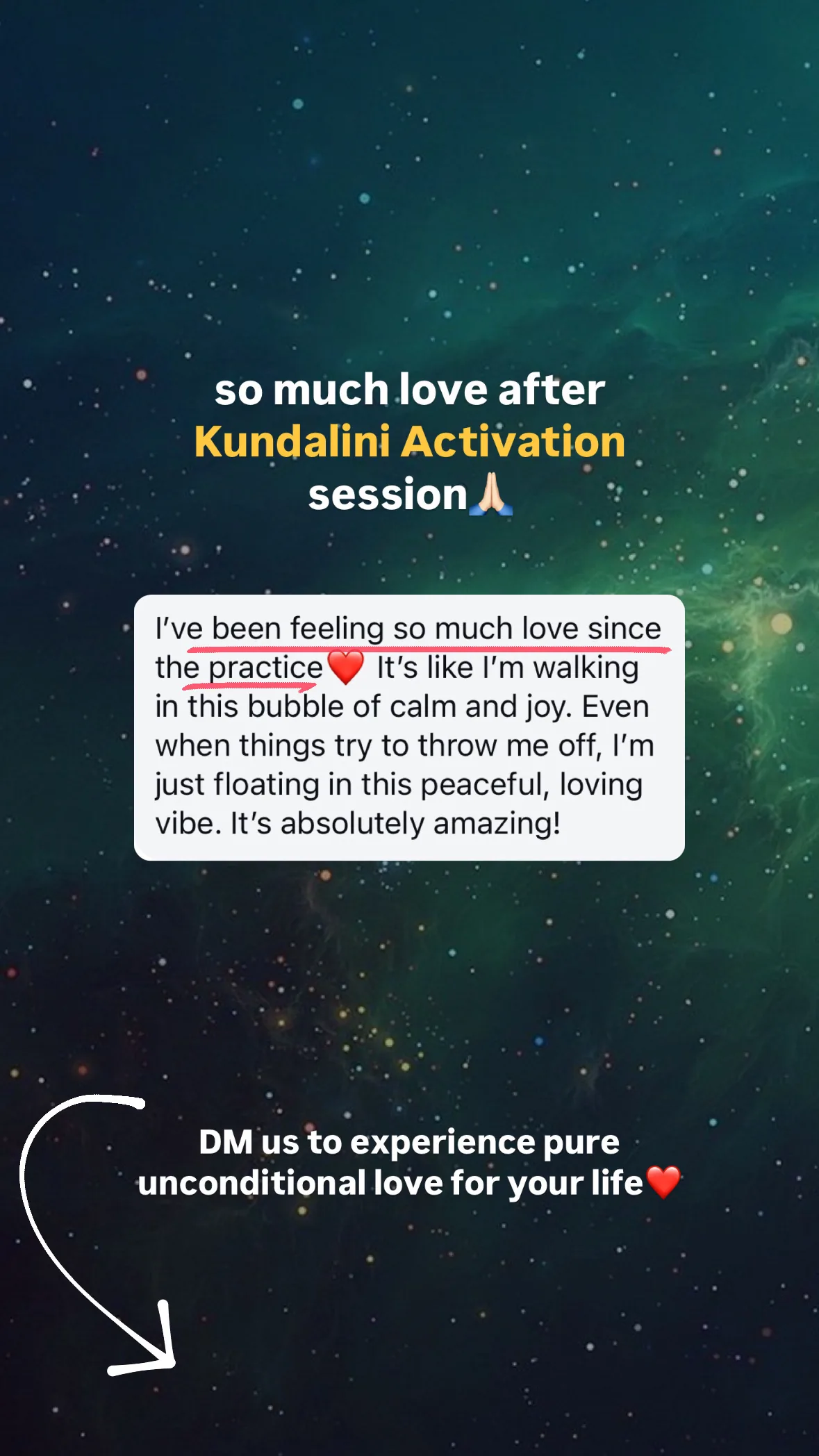 Message from a Kundalini Activation participant, shared by Alina