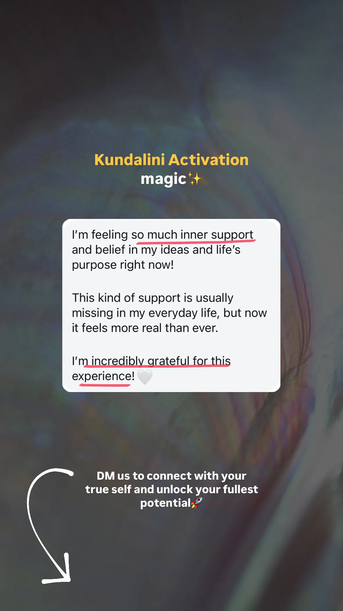 Message from a Kundalini Activation participant, shared by Alina