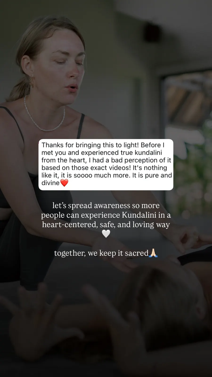 Message from a Kundalini Activation participant, shared by Alina