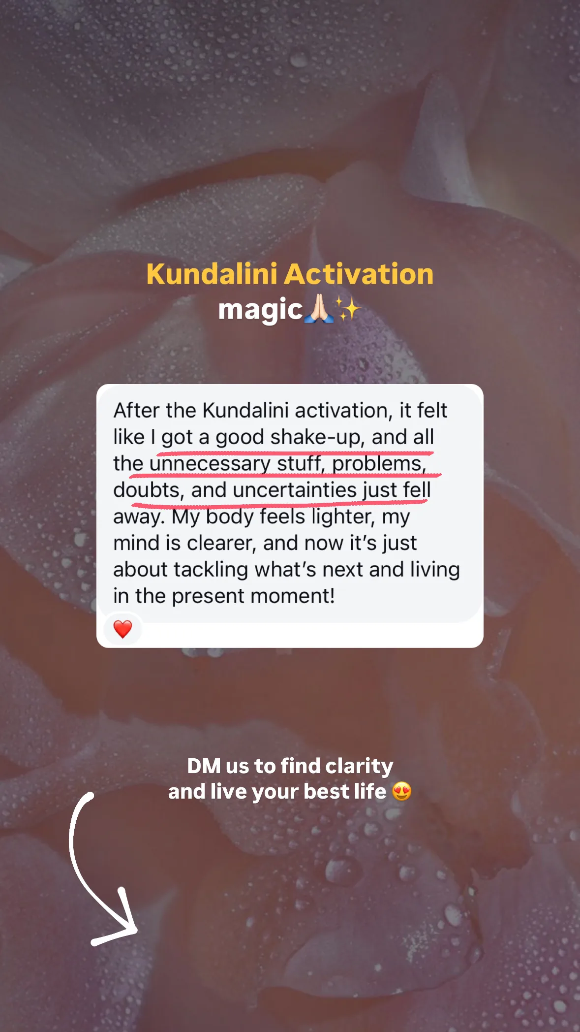 Message from a Kundalini Activation participant, shared by Alina