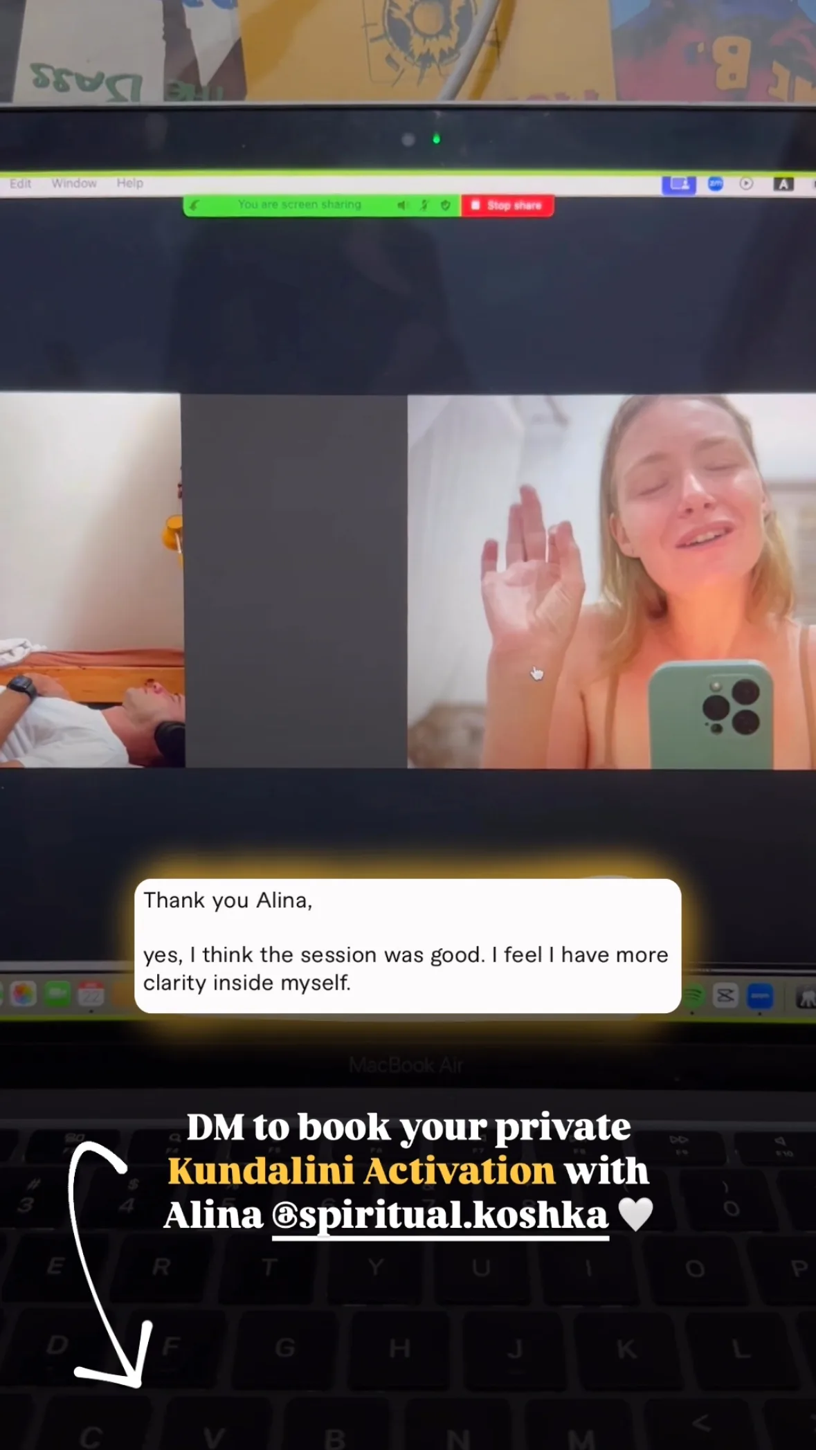 Message from a Kundalini Activation participant, shared by Alina