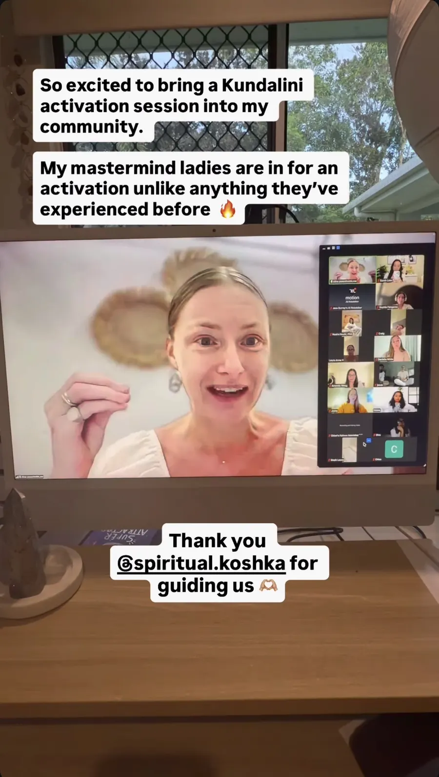 Message from a Kundalini Activation participant, shared by Alina