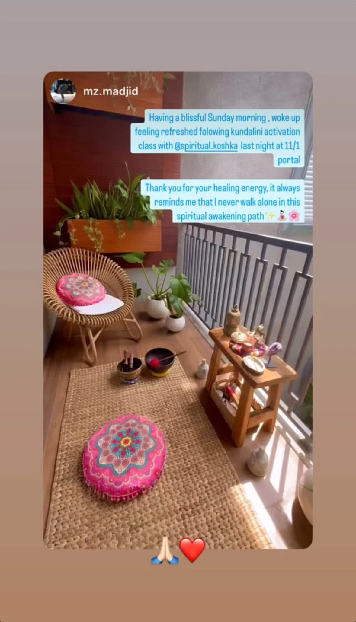 Message from a Kundalini Activation participant, shared by Alina