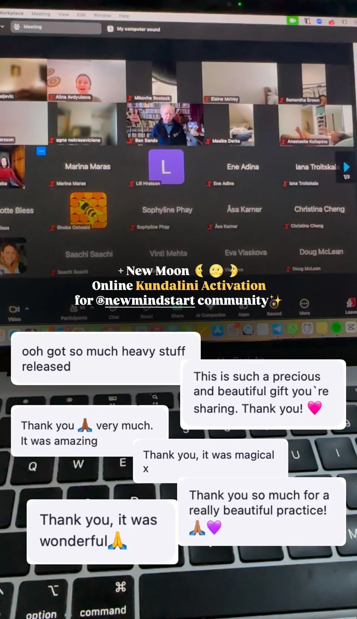 Message from a Kundalini Activation participant, shared by Alina